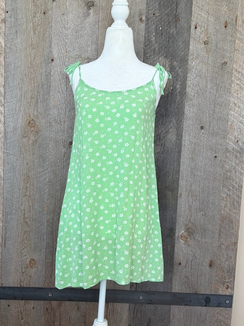 Billabong Lime Green Floral Tie-Shoulder Dress